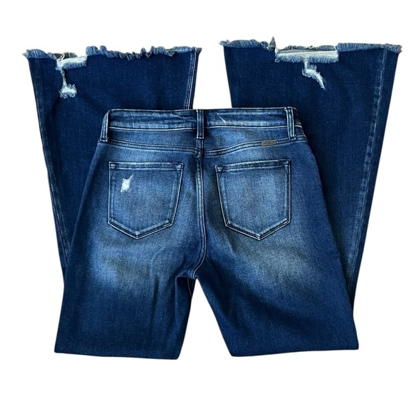 KanCan High Rise Distressed Wide Leg/Flare Jeans - Picture 2 of 7